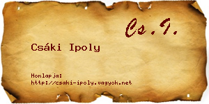 Csáki Ipoly névjegykártya